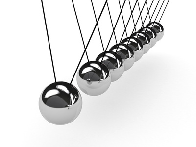 Spheres of Newton over white background